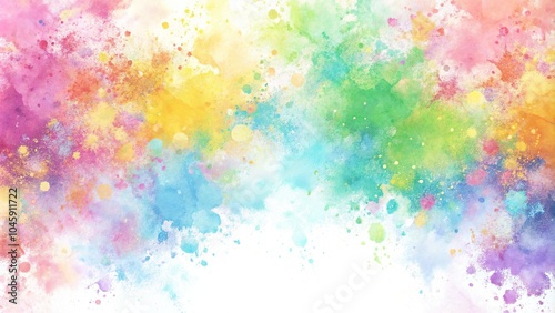 Soft pastel multi colored splatter pattern on white background silhouette