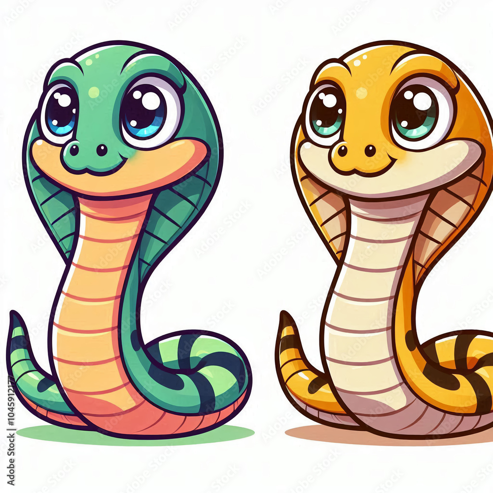 Fototapeta premium Cartoon funny cute snake with Christmas ornaments and festive decorations.