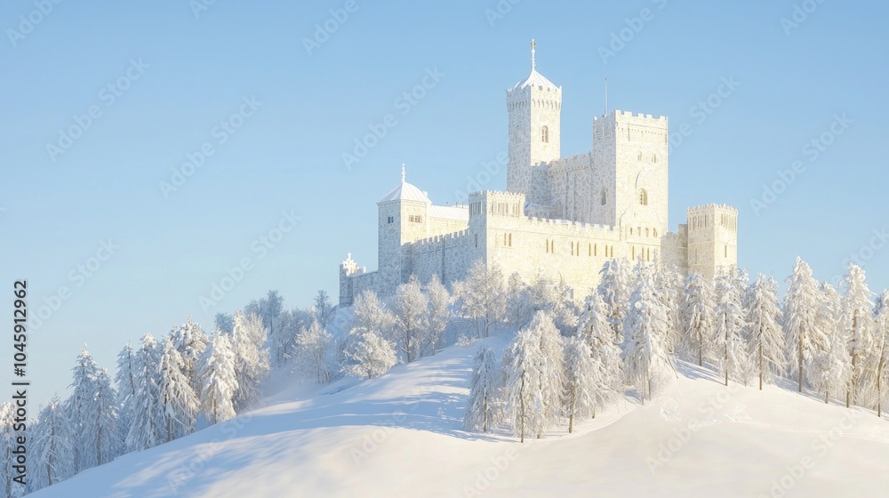 Winter Wonderland - Majestic Medieval Castle in Snowy Landscape Winter Wonderland - Majestic Medieval Castle in Snowy Landscape