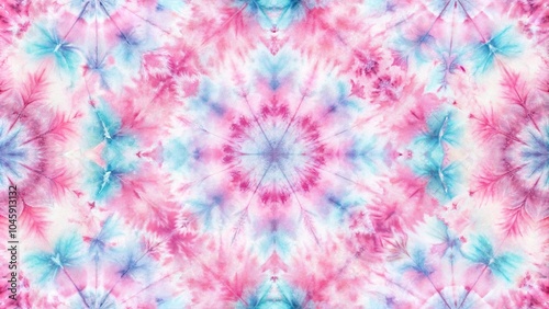 Watercolor pastel pink tie dye seamless pattern background symmetrical