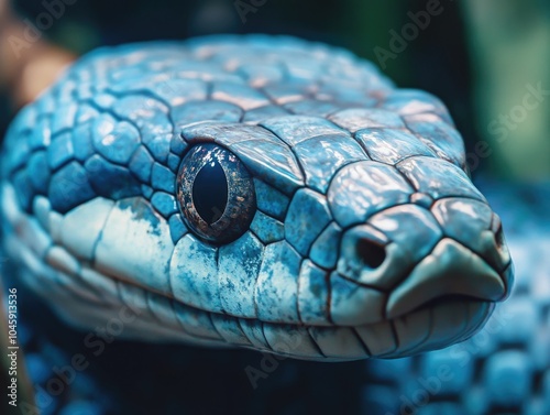 Blue Racer Snake with Captivating Eyes photo