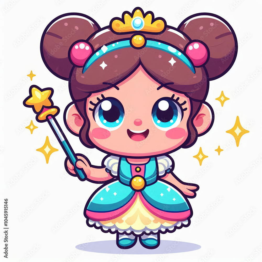 Obraz premium Funny cartoon princess in Christmas dress.