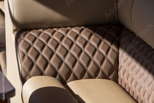 Brown Leather Seat: Close-Up Texture on a Boat