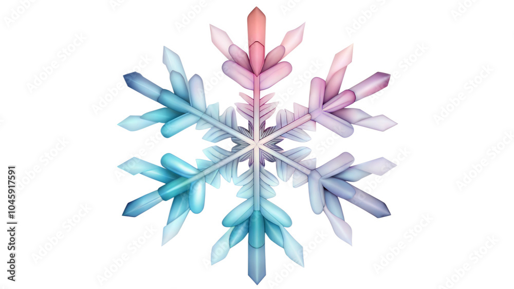 Elegant snowflake design featuring pastel colors and a gradient effect on a white background
Elegant snowflake design featuring pastel colors and a gradient effect on a white background