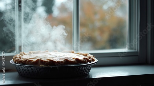 Wallpaper Mural A pie cooling on a window sill, with steam gently rising from it. Torontodigital.ca