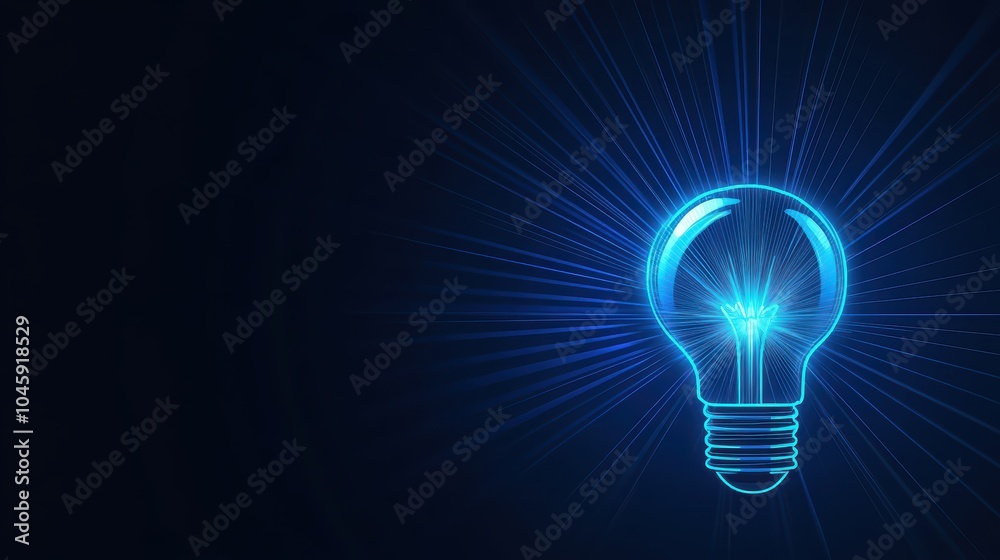Simple Light Bulb with Rays of Light