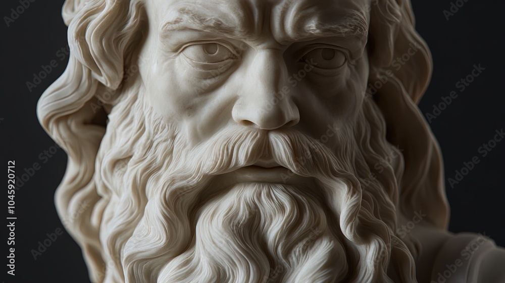 Classic Marble Philosopher Statue Close-Up: Showcase Intense Emotion and Timeless Wisdom - Perfect for Posters in Sports Interiors and Educational Spaces! Classic Marble Philosopher Statue Close-Up: Showcase Intense Emotion and Timeless Wisdom - Perfect for Posters in Sports Interiors and Educational Spaces!