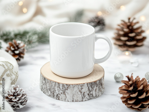 blank white coffee mug, providing a perfect template for showcasing your designs or branding on a variety of mugs and cups.