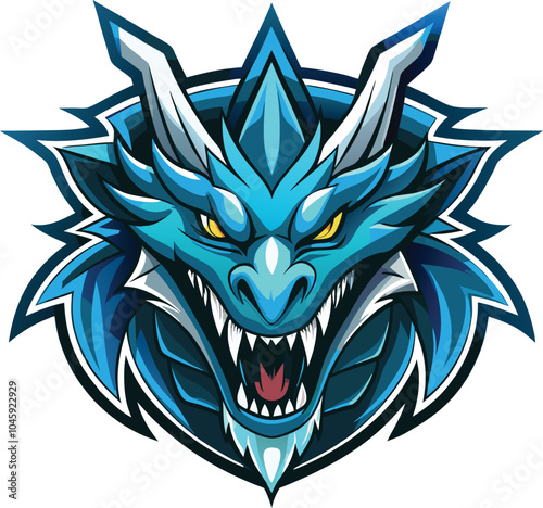 Ferocious Blue Dragon Head Mascot Logo