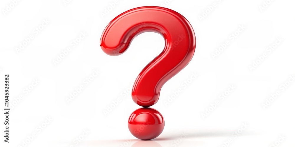 3D Rendered Red Question Mark on White Background, 3D Rendering, Question Mark 3D Rendered Red Question Mark on White Background, 3D Rendering, Question Mark
