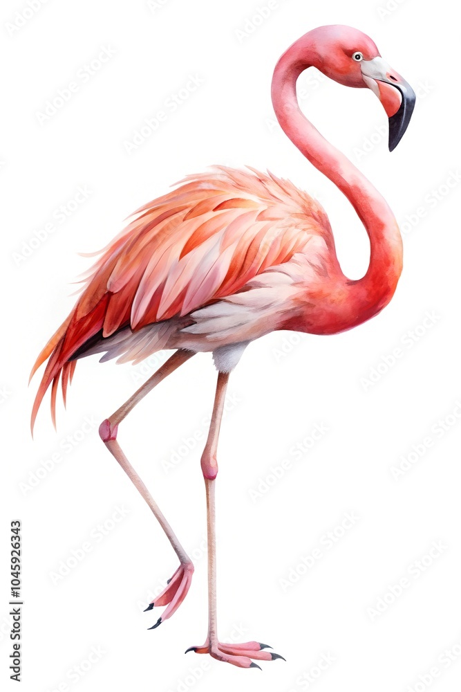 Obraz premium watercolor pink flamingo isolated on white