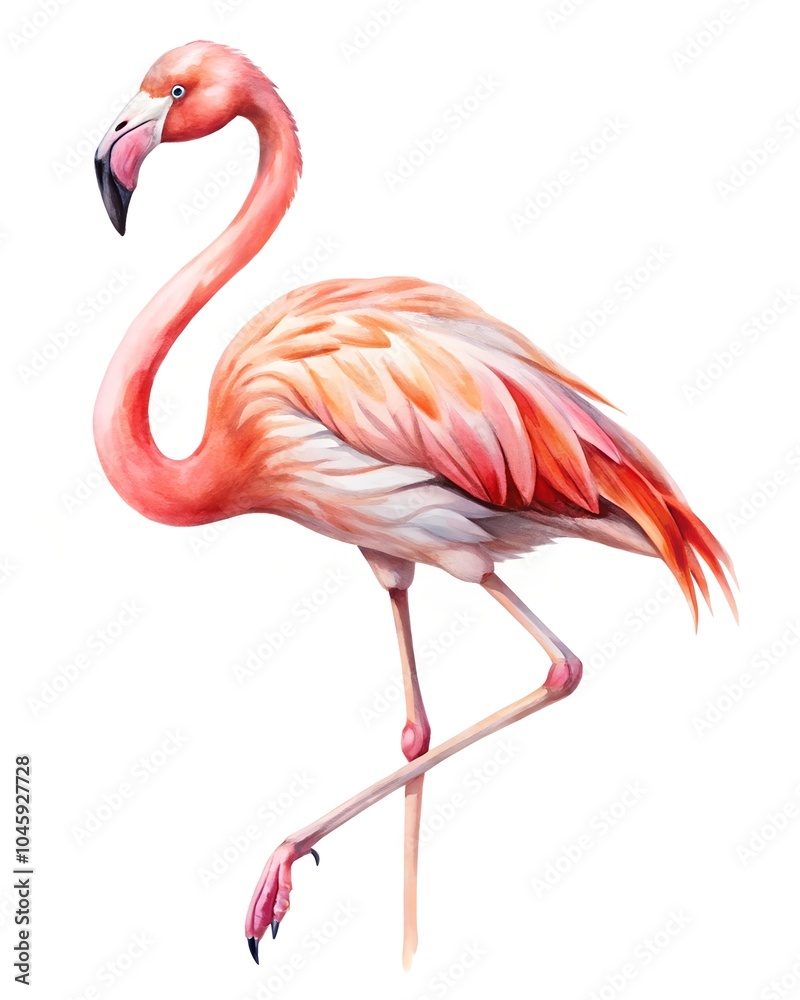 Obraz premium watercolor pink flamingo isolated on white