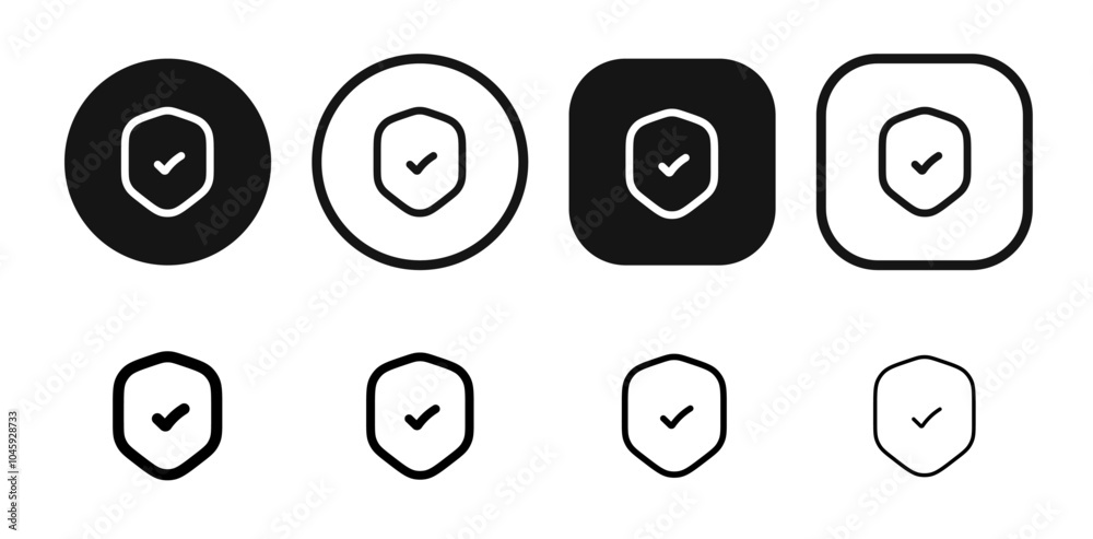 Shield check mark icon or security shield protection icon with tick symbol Shield check mark icon or security shield protection icon with tick symbol