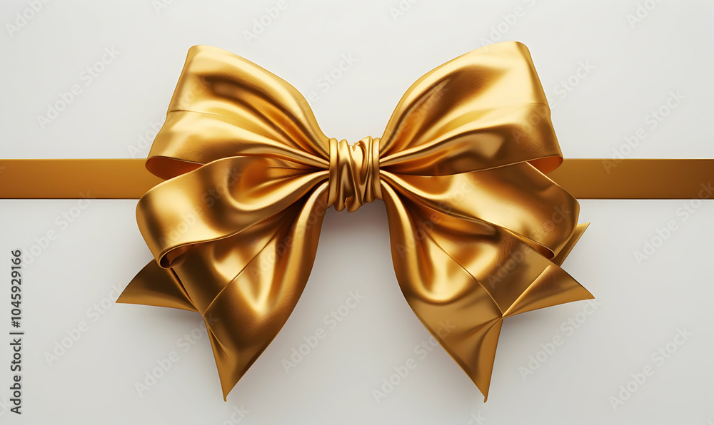 A golden bow with a ribbon on a white background. A golden bow with a ribbon on a white background.