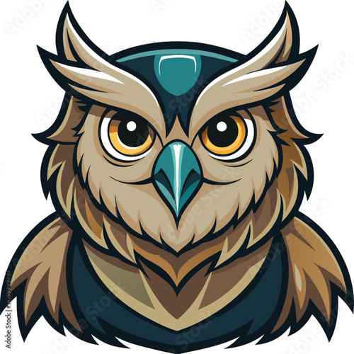 Cartoon Owl Illustration with Brown Feathers