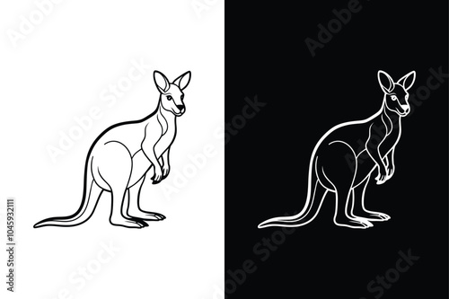 Kangaroo black silhouette vector icon. Kangaroo isolated on a white background.