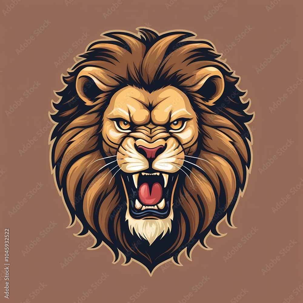 Obraz premium angry lion vector, fierce lion illustration, roaring lion artwork, lion head vector, aggressive lion image, wild lion graphics, lion character vector, lion mascot vector, lion in motion vector, lion f