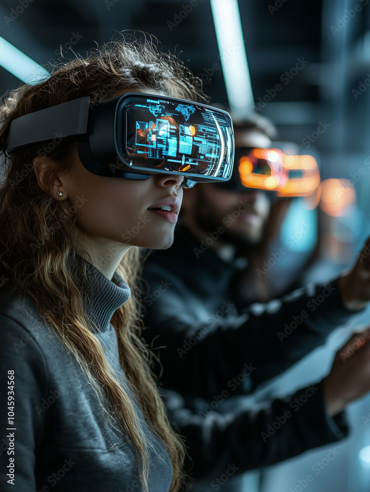 High-End Photography of Diverse Professionals Collaborating in Modern Tech-Driven Office Space with Futuristic Holographic Interface High-End Photography of Diverse Professionals Collaborating in Modern Tech-Driven Office Space with Futuristic Holographic Interface