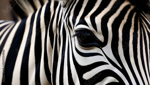 Close-Up of Zebra Face Showing Unique Black and White Stripes