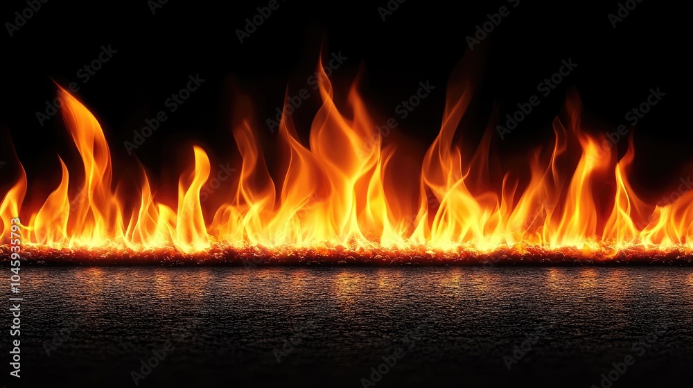 Vivid fire flames on a dark background, evoking heat and energy, with copy space available for text or design elements. Vivid fire flames on a dark background, evoking heat and energy, with copy space available for text or design elements.