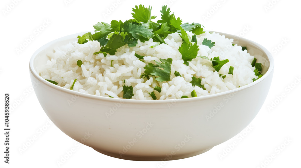Freshly Cooked Rice Garnished with Chopped Herbs for Culinary Delights and Food Presentation Freshly Cooked Rice Garnished with Chopped Herbs for Culinary Delights and Food Presentation