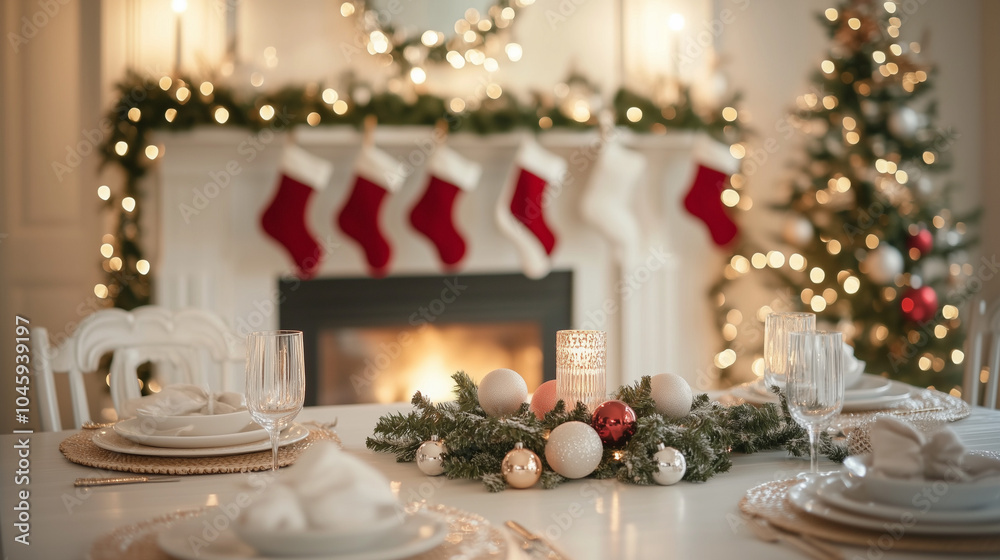 Cozy Christmas Table by the Fireplace Cozy Christmas Table by the Fireplace