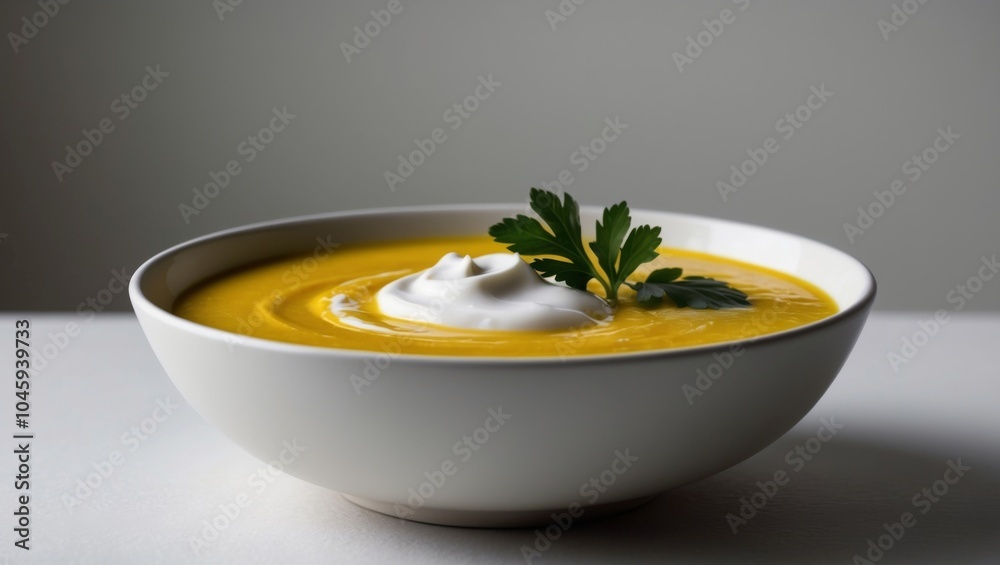 Bowl of Soup with Sour Cream and Parsley. Bowl of Soup with Sour Cream and Parsley.