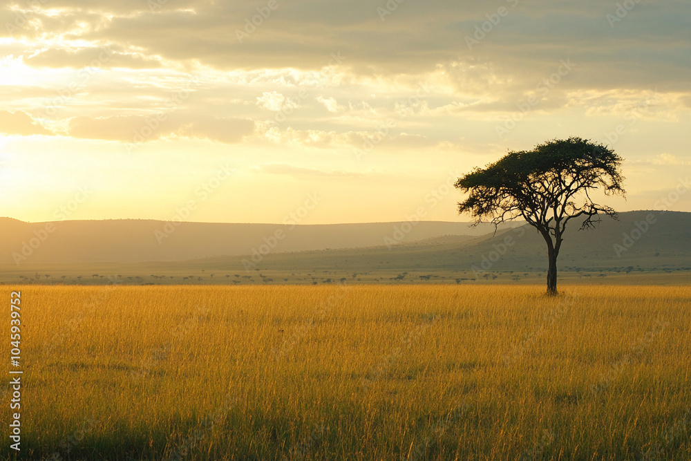 Vast African Savannah at Sunrise Landscapes Vast African Savannah at Sunrise Landscapes