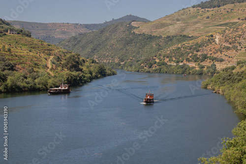 .Porto, Portugal 5, August 2024: A picturesque view of the Douro Valley.  The photograph has been taken from the Miradouro Train.