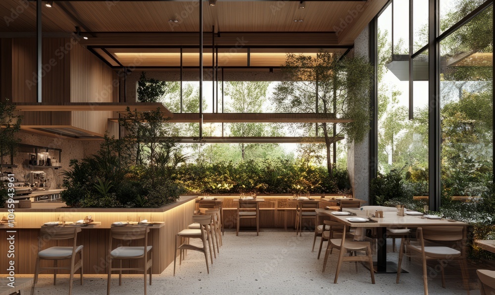 Fototapeta premium Modern villa restaurant with a minimalist design