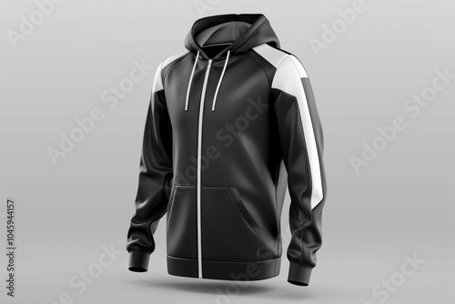 Black and white hoodie with a white stripe