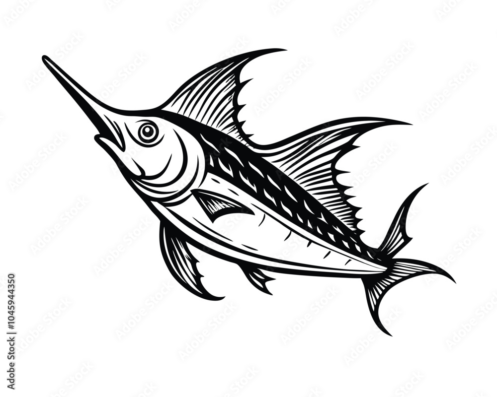 Fish grunge black outline hand drawn vector on white background Fish grunge black outline hand drawn vector on white background