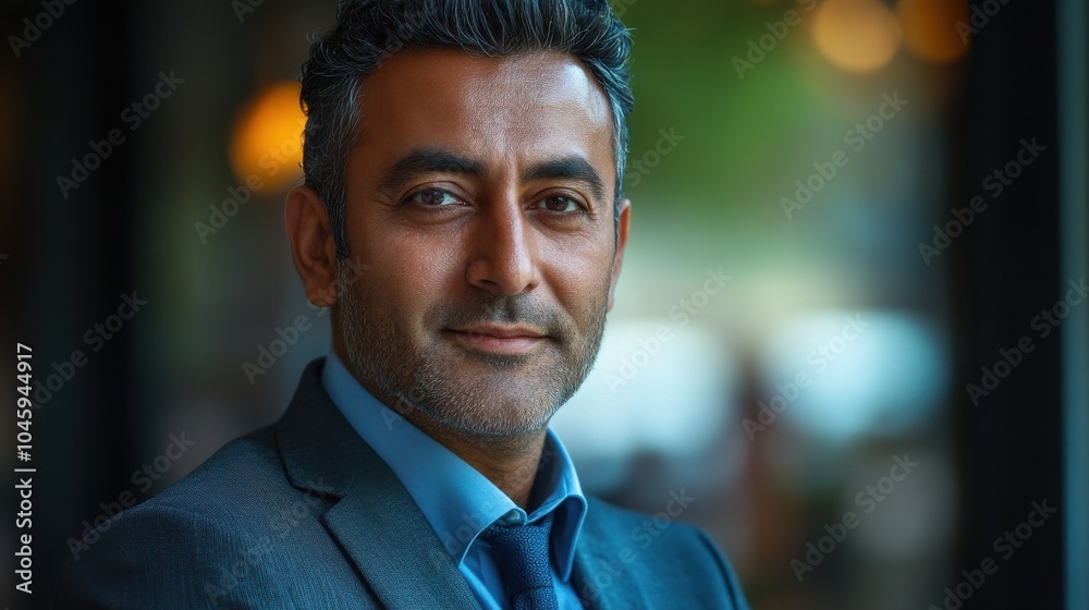 Obraz premium Middle-aged Indian man with a business suit and a friendly look.