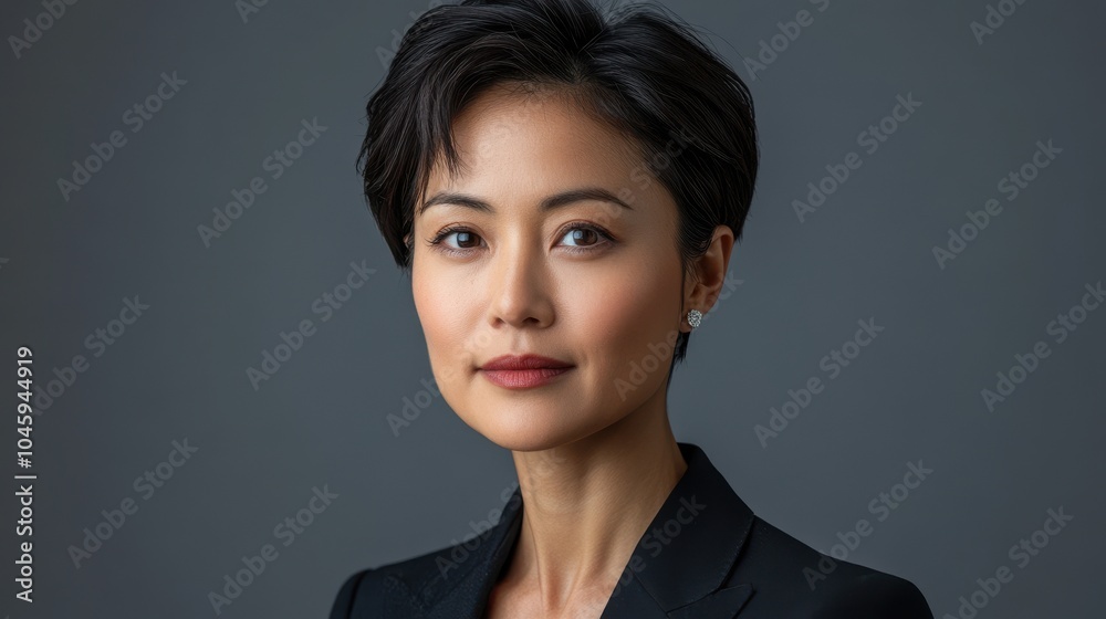 Middle-aged Chinese woman with short hair and a business suit.