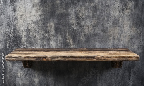 wooden shelf at grey background