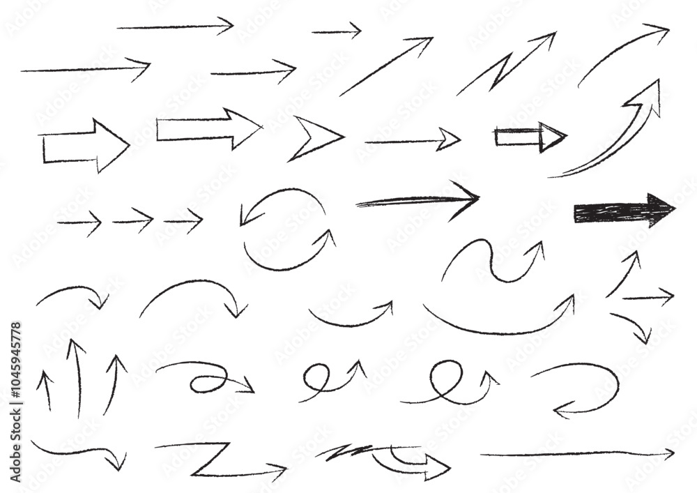 手書きの矢印セット(鉛筆風・線画のみ) 手書きの矢印セット(鉛筆風・線画のみ)