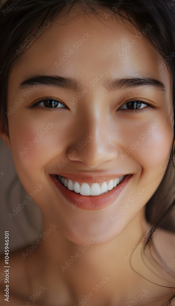 Beautiful smile of healthy Asian woman close up Beautiful smile of healthy Asian woman close up