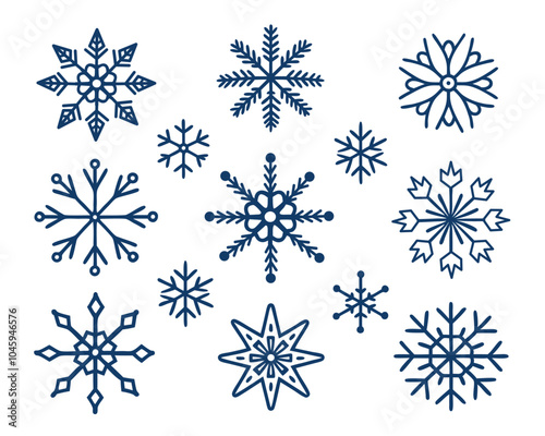 Set of hand drawn snow flakes icons vector
