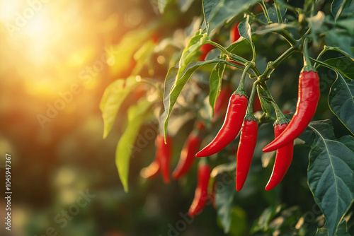  Vibrant chili pepper plant in a rustic garden