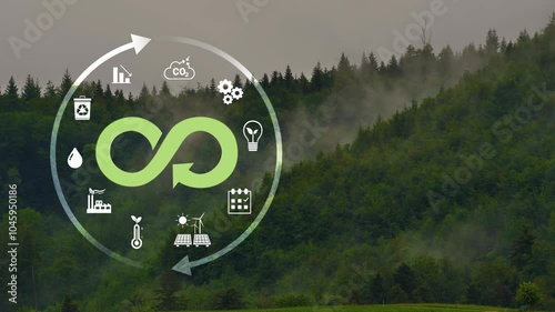 Circular economy, sustainability and sustainable development.Reusing,renovating and recycling.Circular economy concept. Energy consumption and CO2 or carbon dioxide emissions are increasing.Place for 