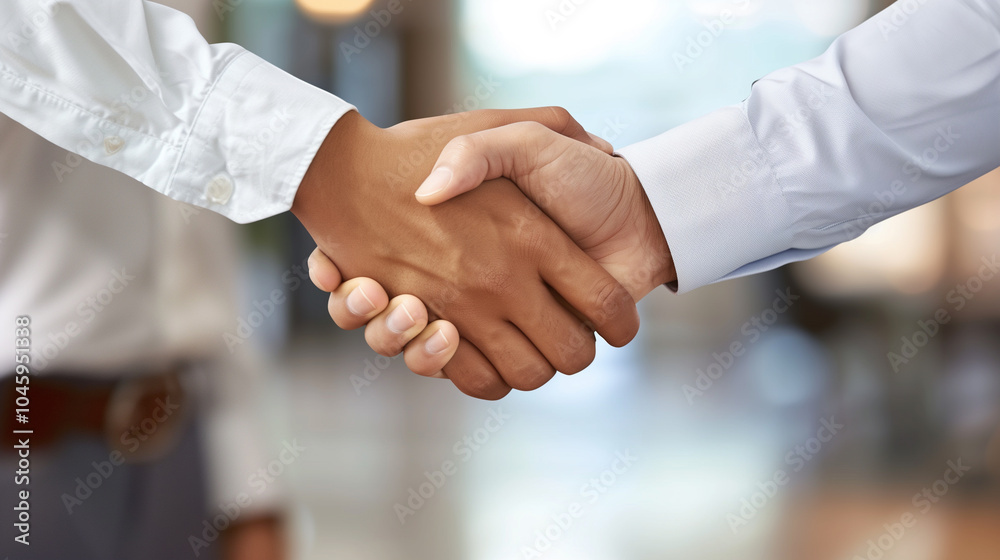 pair of business partners shake hands after signing documents pair of business partners shake hands after signing documents