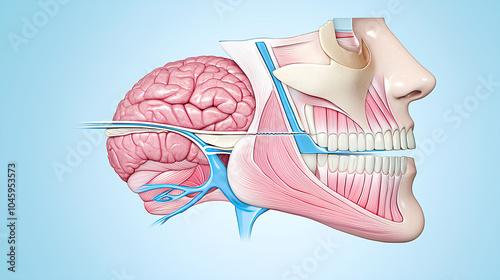 Human Brain and Jaw Anatomy Illustration