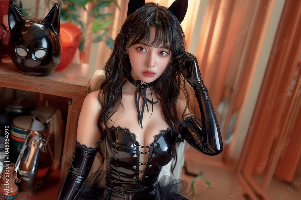 Naklejka premium ハロウィンにぴったりな小悪魔デビルコスチューム