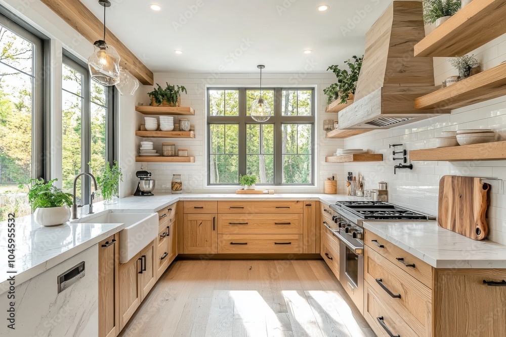custom made wallpaper toronto digitalminimalist kitchen design, japandi kitchen features open shelving, birch cabinetry, and a tranquil color scheme, blending function and beauty with space for text