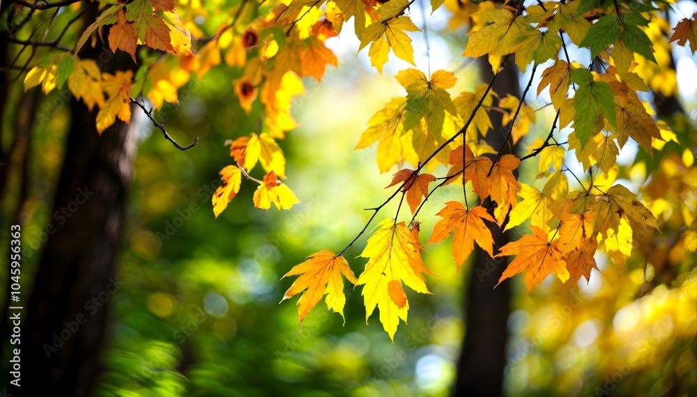 Background of falling leaves in an autumn forest. Background of falling leaves in an autumn forest.