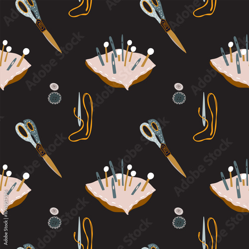 Sew pincushion needlework pattern vector artwork