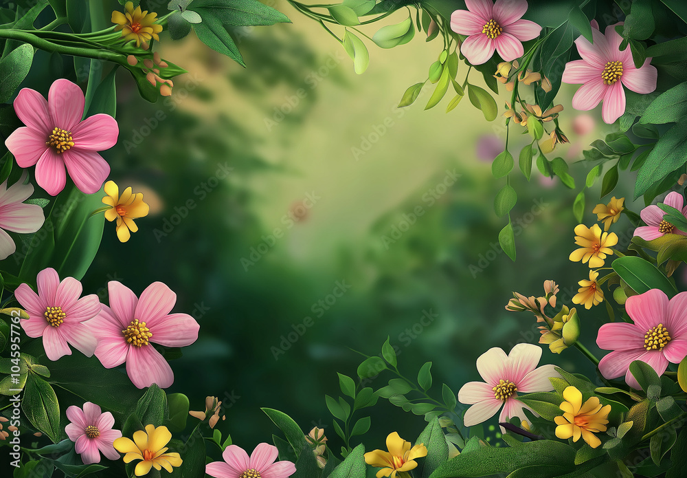 Fototapeta premium Flowers viola tricolor ( pansy ) and blue wildflowers forget-me-nots on a white background with space for text.