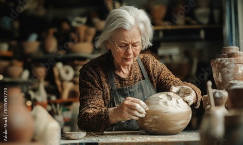 Wallpaper Mural Senior woman pottery artist makes ceramics from clay Torontodigital.ca