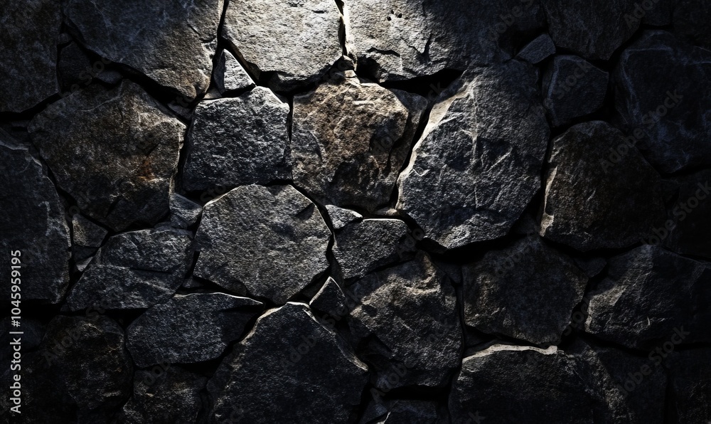 Fototapeta premium Rough, dark stone background lit by spotlight background