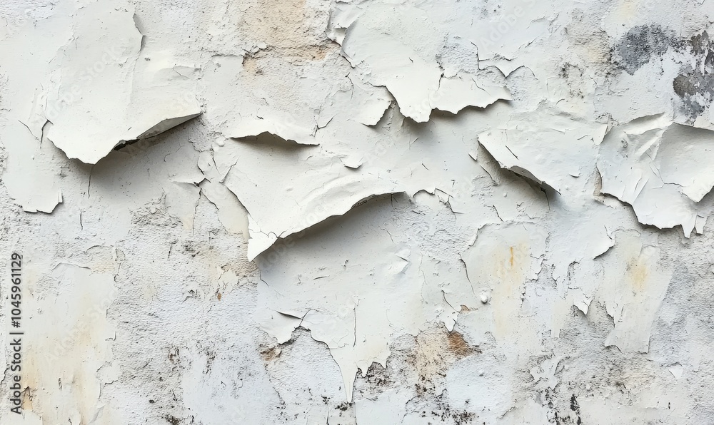 Fototapeta premium Weathered White Paint Peeling from Aged Wall Surface
